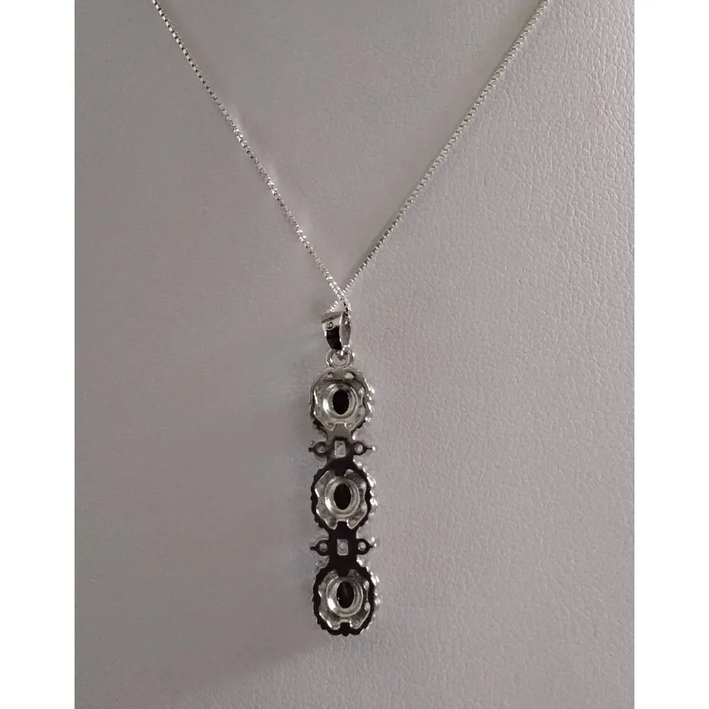 Pretty 3 Ct. White  Sapphire Triple Halo Pendant Necklace~925 SS~ - Picture 2 of 2